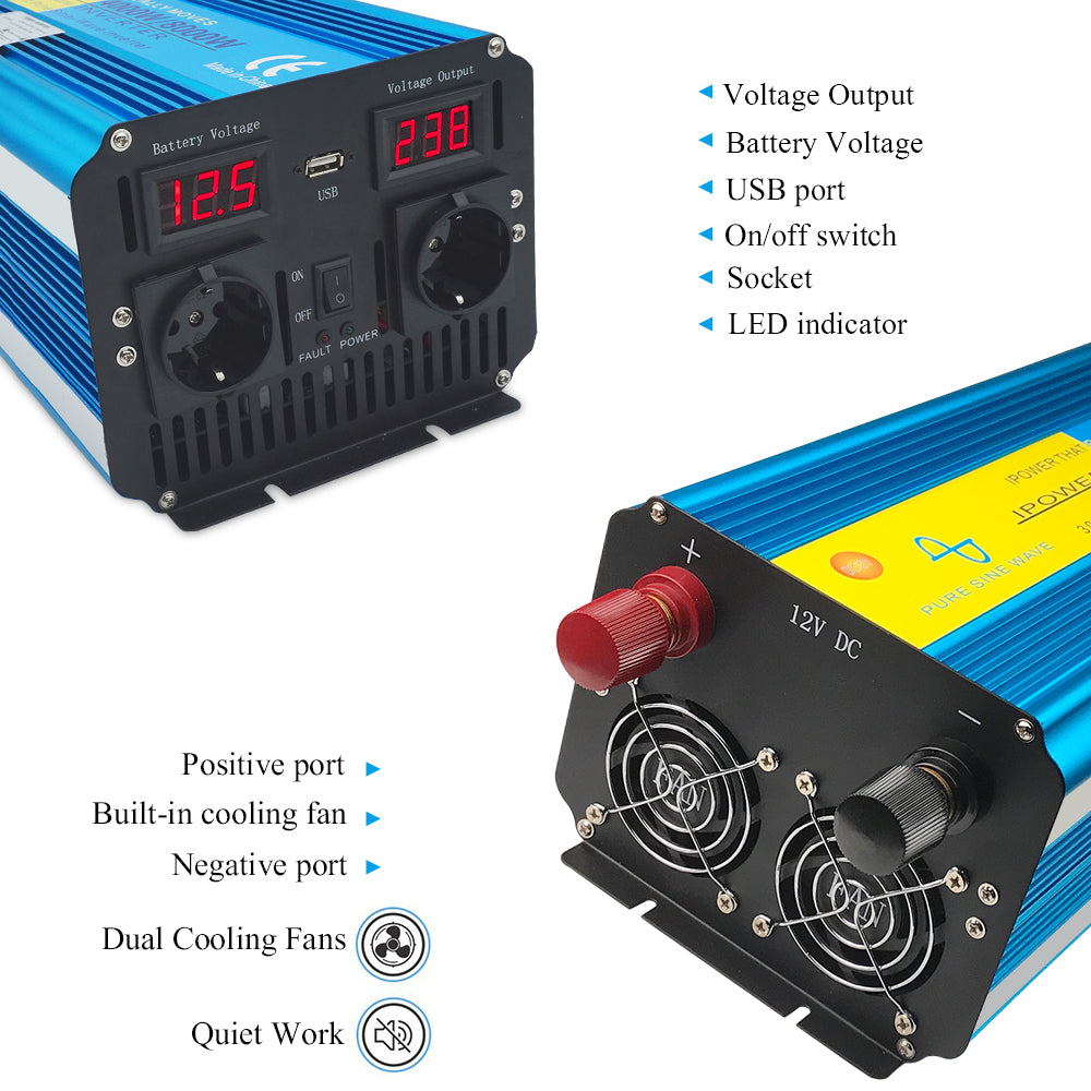 LVYUAN 4000W-8000W Pure Sine Wave Inverter DC 12V 24V AC 110V 220V Car Inverter 12v to 110v
