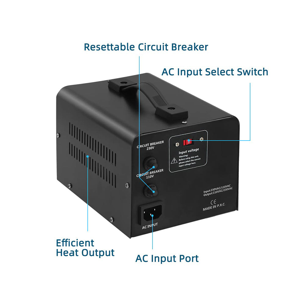 Multi-Outlet Design – 1000W Transformer for Kitchen Appliances