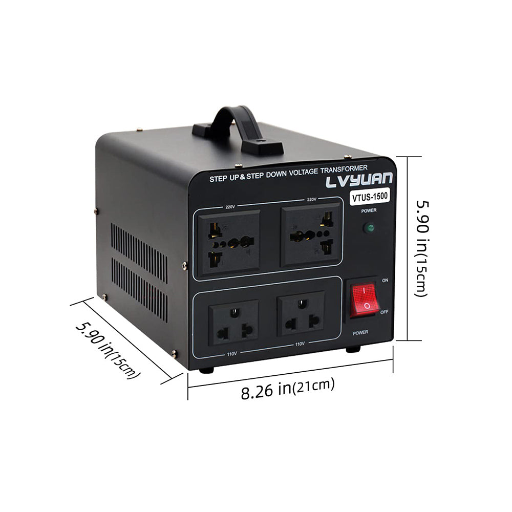 1500W Dual Voltage Converter – 110V-220V for Home Theaters & Tools