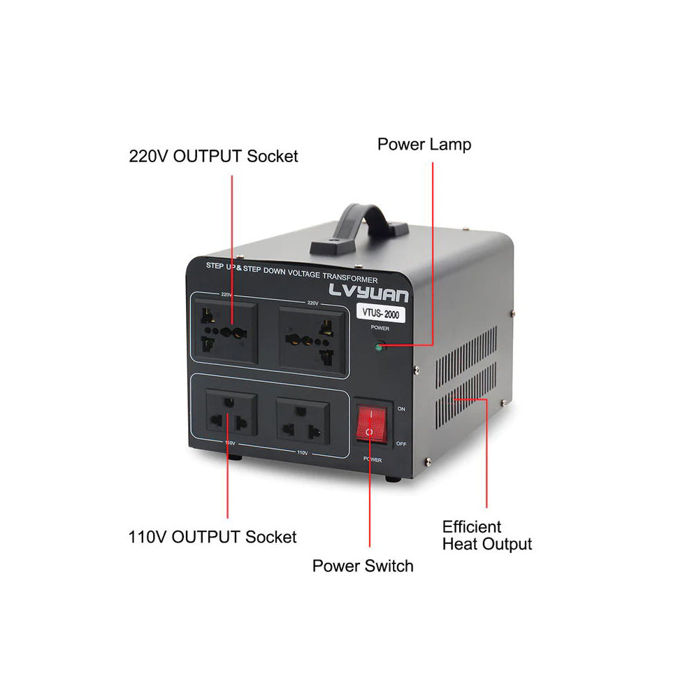 2000W Heavy-Duty Voltage Converter – Dual 110V-220V for Home & Travel