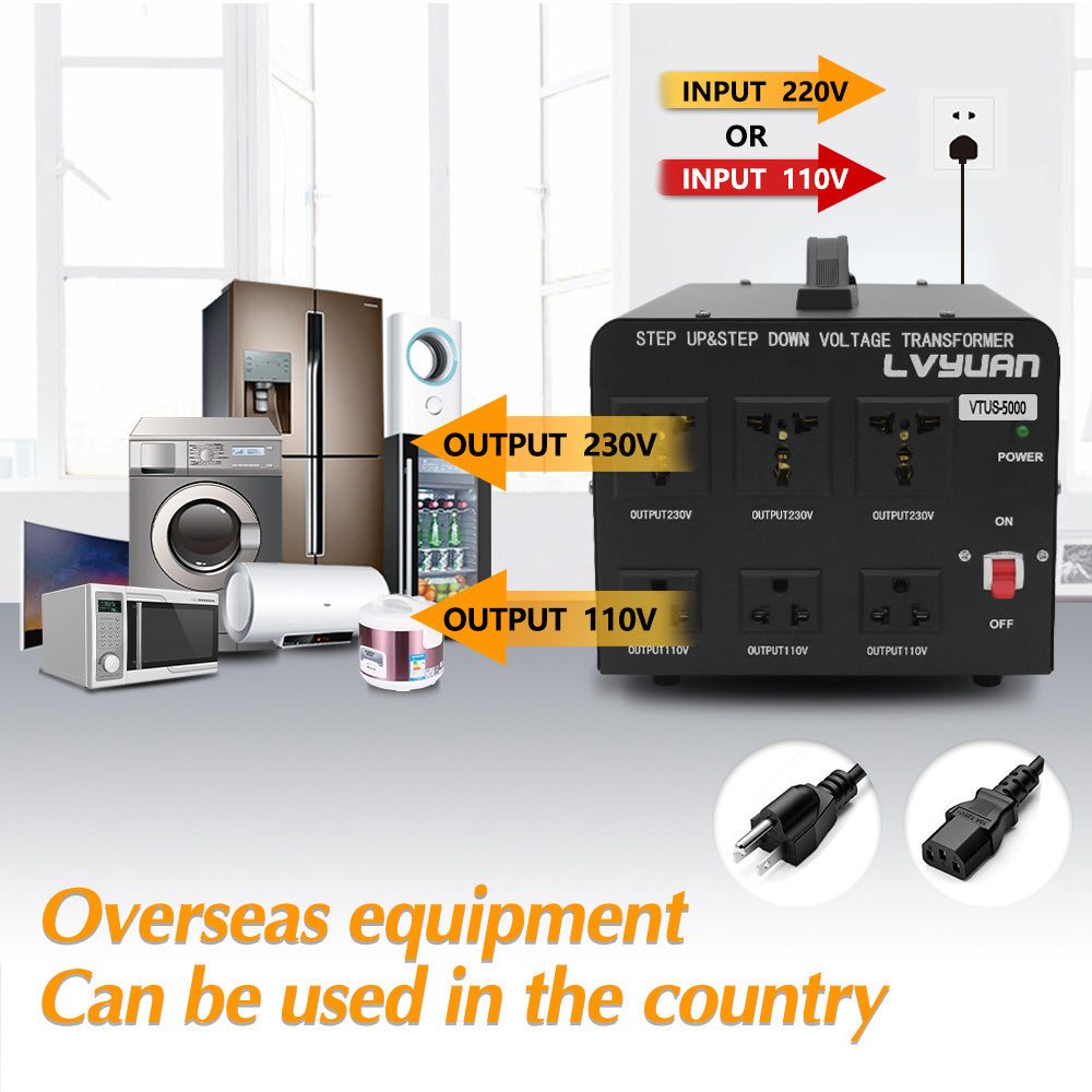 5000W Commercial Voltage Converter – 110V-220V Dual Conversion for Heavy Loads