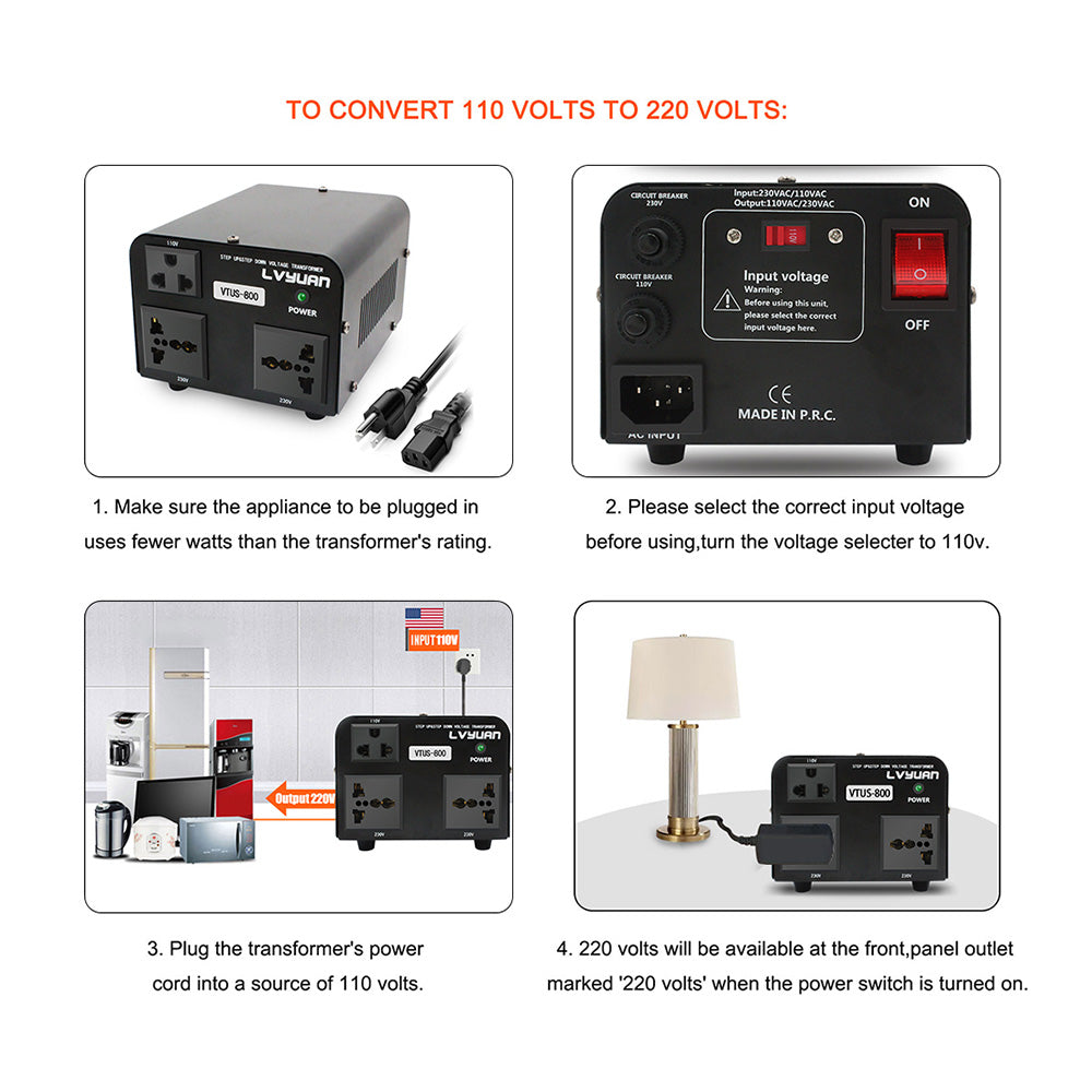 Input/Output Ports – 800W Voltage Conversion for Small Appliances
