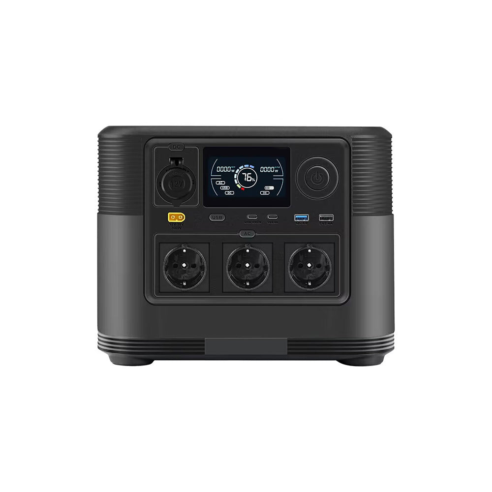Compact Portable Power Station with Foldable Handle and LED Flashlight
