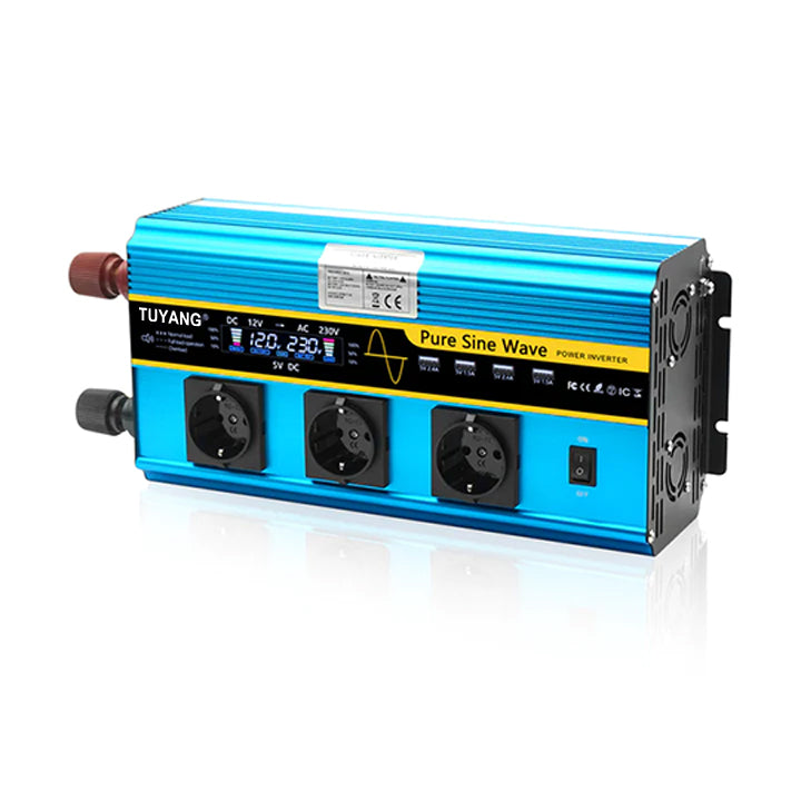 Tuyang 3000W Pure Sine Wave Power Inverter DC 12V to AC 230V with LCD Display