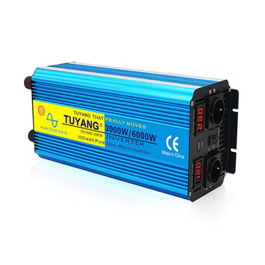 Tuyang 3000W Pure Sine Wave Power Inverter DC 12V to AC 230V with 2 LCD Display